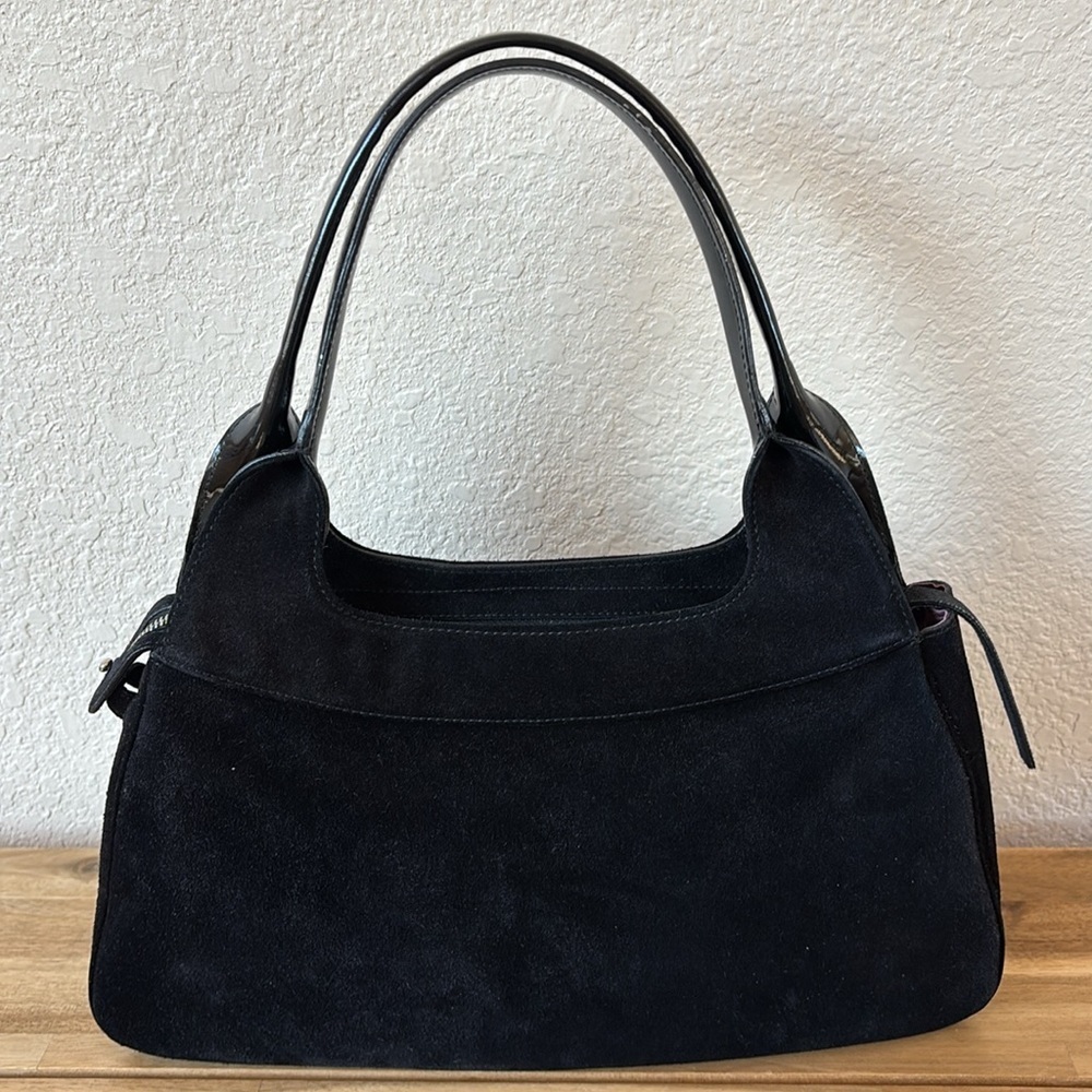 Salvatore Ferragamo Black Suede Gancini Pocket Shoulder Bag - Picture 6 of 14